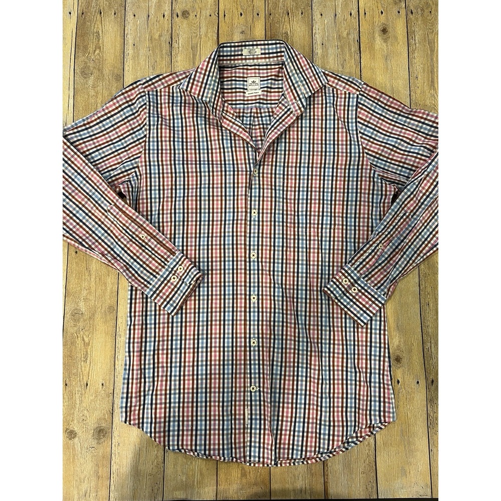 Peter Millar Crown Men's M Seaside Finish Plaid Button Down 100% Cotton